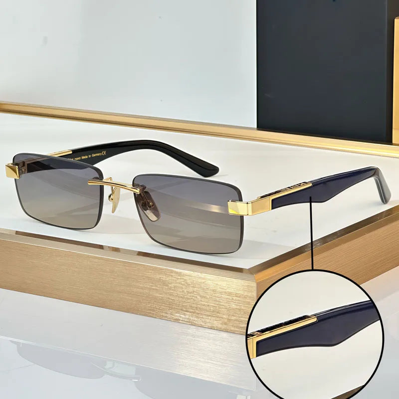 THE ARTIST III Designer Rimless Sunglasses Rectangle Men Alloy Acetate Germany Brand Trendy Classical High Quality Women UV400
