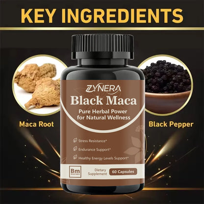 Powerful Black Maca Capsules Testosterone Booster for Men Increase Strength Stamina Energy Enhance Immunity Supplement  Big 18