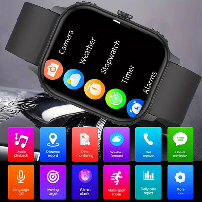 2025 new smart watch 1000MAH 2.04 inch ultra HD screen all day health heart rate detection 70+ sports IP68 waterproof BT call