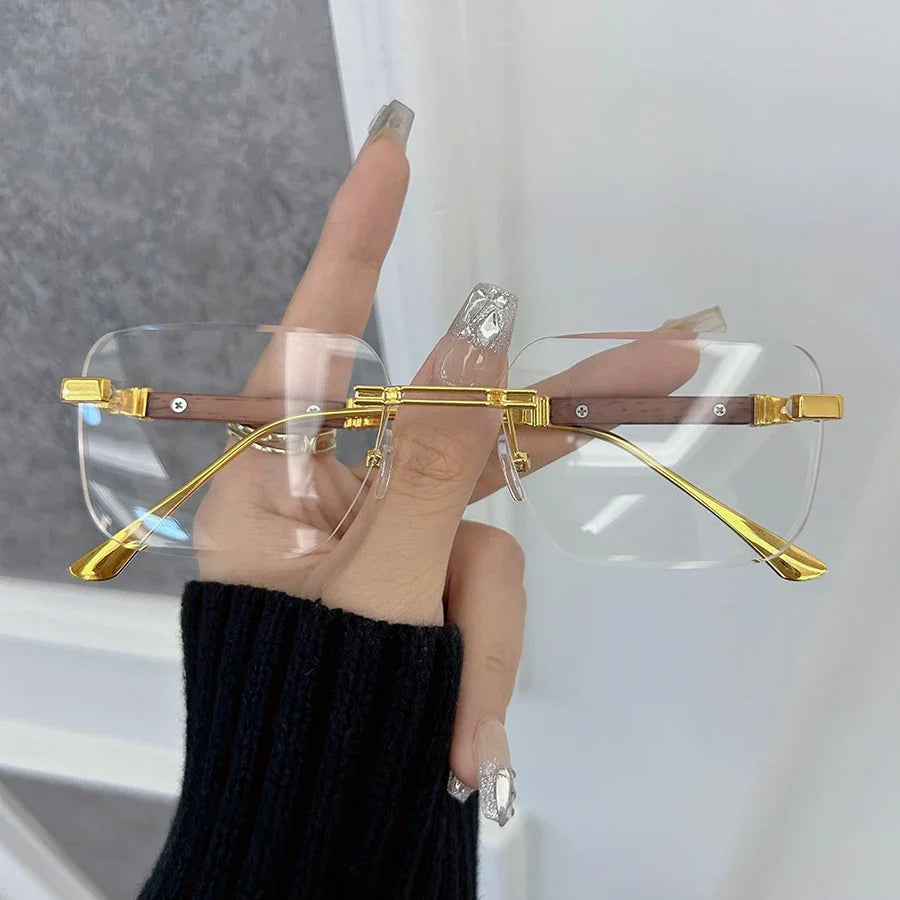 Fashion Luxurious Square Eyeglasses Frames Women Men Transparent Clear Brand Designer Optical Rimless Lovely Oculos