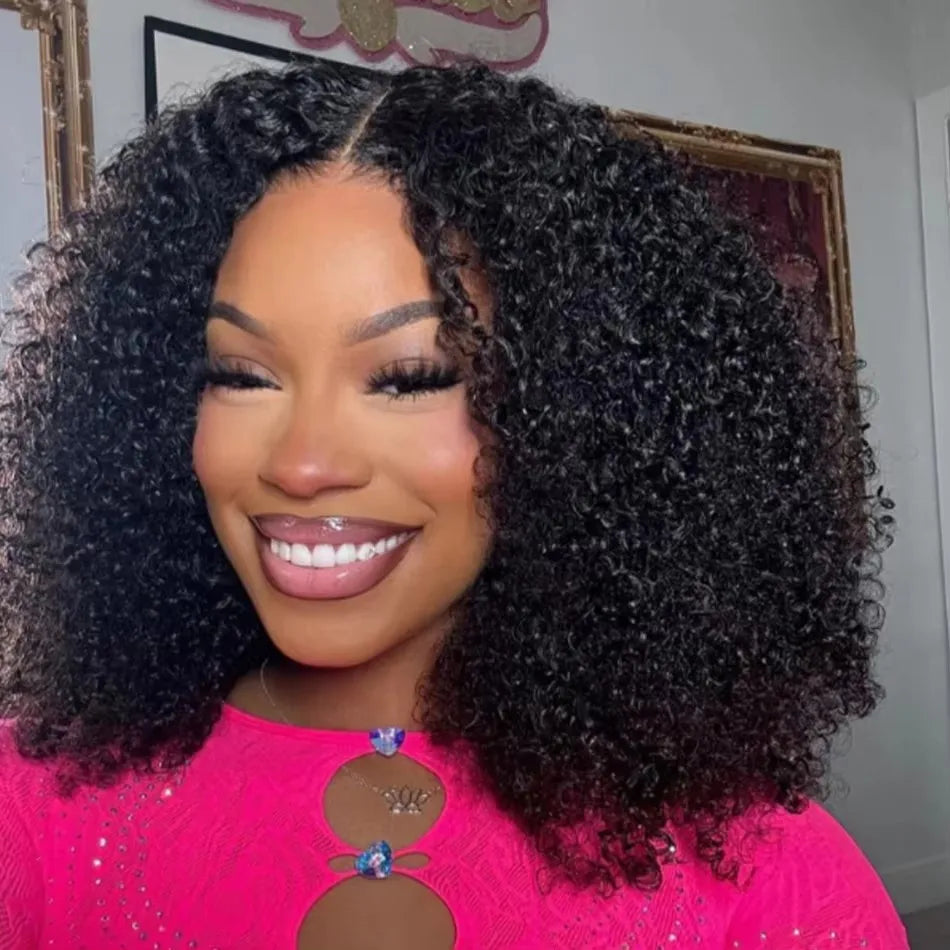 Mongolian Kinky Curly Wig Human Hair 13x4 Curly Lace Front Human Hair Wigs Glueless Deep Curly Lace Closure Wig For Women 180%