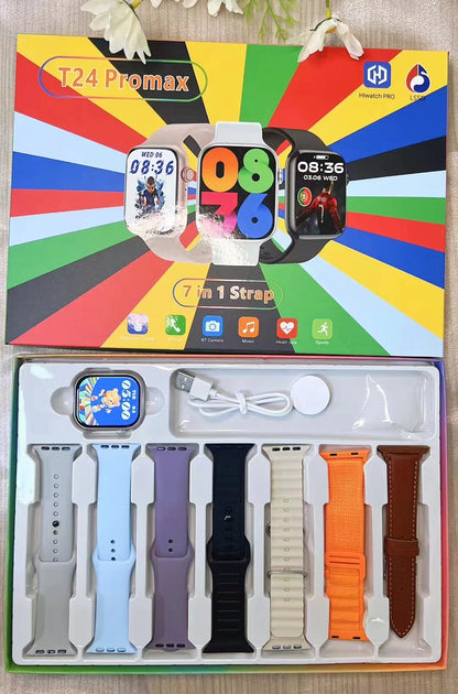 7 in 1 Strap Smart Watch T24promax Sports Watch for men Women Bluetooth Call SmartWatch Series 10 for Apple Smart Watch 2024 New