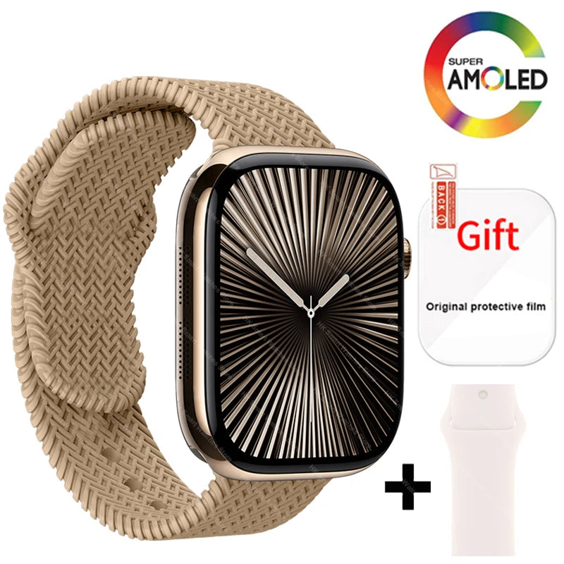 2025 New HK 11 Pro MAX Smart Watch Series 10 46mm AMOLED 4G ROM Bluetooth Call Network AI Robot Clock NFC Compass WatchMen Women