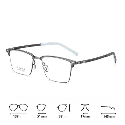 TFTB Luxury Pure Titanium Men's Glasses Square Screwless Design Stylish Ultra-light Optical Prescription Eyeglasses Frame 8012