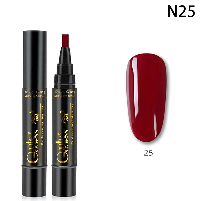 1 Pcs Pure Color Gel Nail Polish Pen For Nails Art Gel Semi Permanent Base Top Coat UV Gel Varnish Hybrid Neon Nail Polish