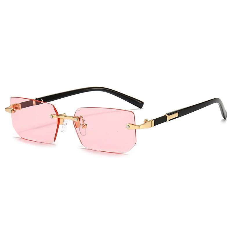 Rimless Sunglasses Rectangle Fashion Popular Women Men Shades Small Square Sun Glasses for Female Male Summer Traveling Oculos