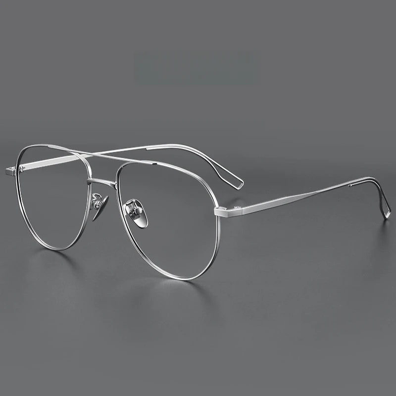 FIRADA New Fashionable Comfortable Pilot Glasses Retro Double Beam Pure Titanium Prescription Eyewear Frames For Men 061-C