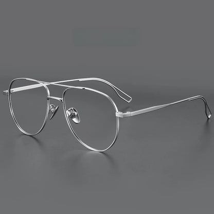 FIRADA New Fashionable Comfortable Pilot Glasses Retro Double Beam Pure Titanium Prescription Eyewear Frames For Men 061-C