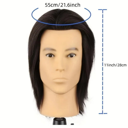 100% Human Hair Mannequin Head Men's 8" Hairdresser Practice Beauty Styling Training Mannequin Head With Clamp Stand (Natural Bl