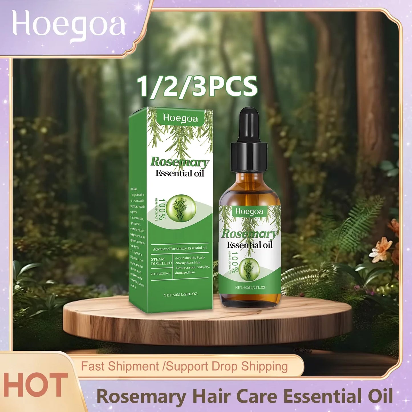 Rosemary Hair Care Essential Oil Scalp Strengthening Nourish Shiny Treatment for Split Ends and Dry Smooth Organic Hair Products