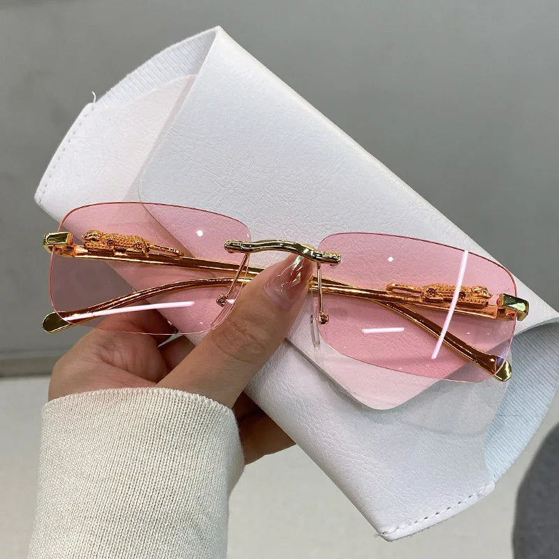 Retro Leopard Head Metal Sunglasses Frameless Sun Glasses Men's And Women's Small Frame Classic Sun Shading Fashion Glasses