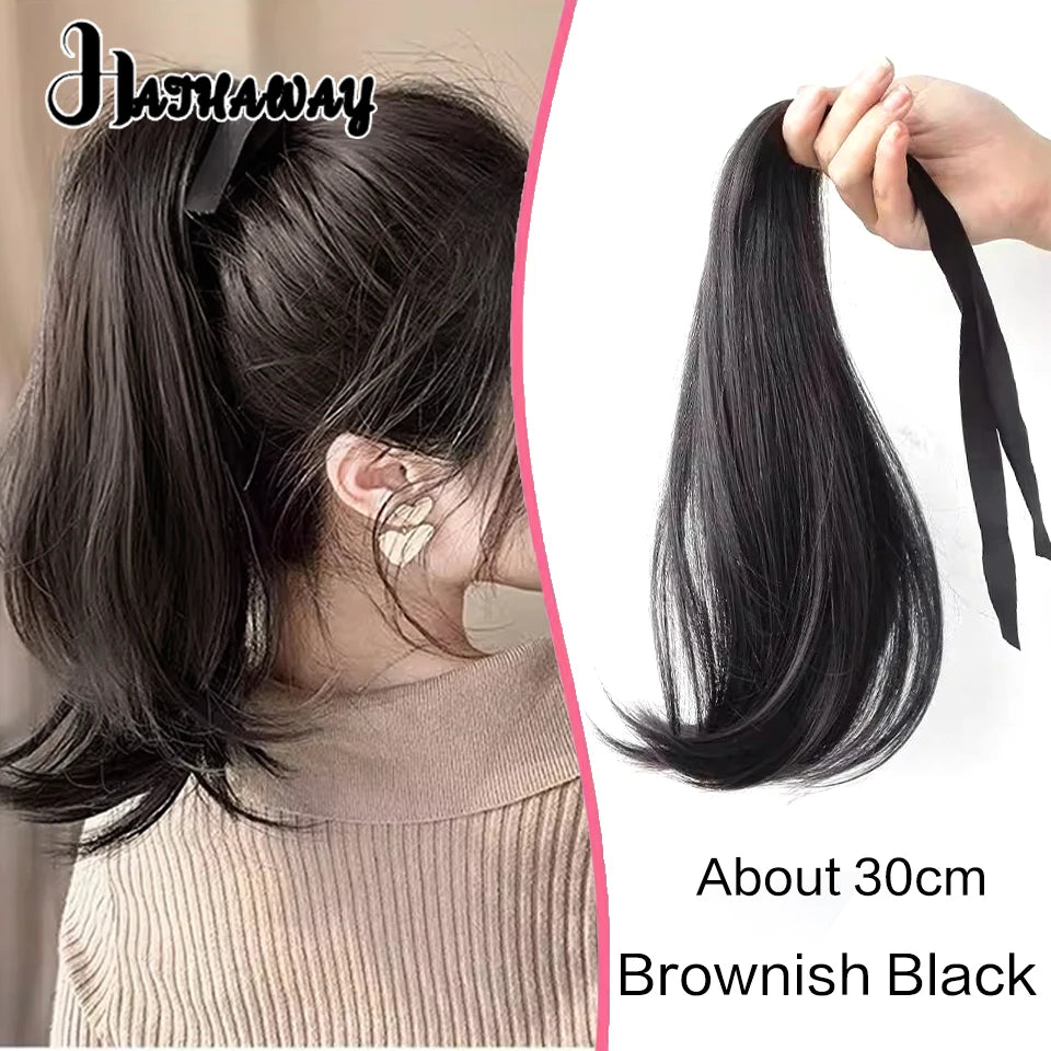 14 Inch Wavy Long Curly Hair Strap-type Pear Flower Curly Wig Ponytail Female Synthetic Fluffy Natural Shopping Commuting Wear