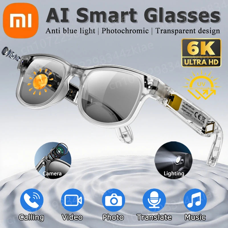 Xiaomi 6K HD AI Smart Glasses Multifunction Photochromic Glasses Camera Bluetooth Calling Voice Assistant Music Player Translate