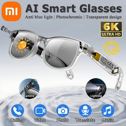 Xiaomi 6K HD AI Smart Glasses Multifunction Photochromic Glasses Camera Bluetooth Calling Voice Assistant Music Player Translate