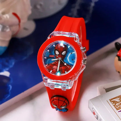 Disney Mickey Children Watches Girls Color Light Source Silicone Princess Elsa Kids Watch Boys Gift Wrist Clock