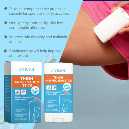 Jaysuing Thigh Smooth Anti-Friction Cream Stick Reduce Friction Reduce Inflammation for Running Cycling Anti Sweat Skin Cream