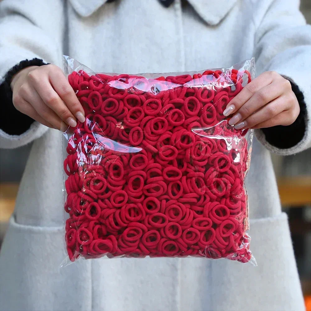 50Pcs/bag Colorful Basic Nylon Ealstic Hair Ties for Girls Ponytail Hold Scrunchie Rubber Band Kid Fashion Hair Accessories