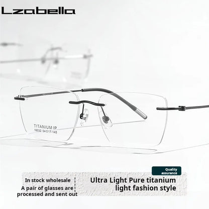 Lzabella Titanium Rectangular rimless Eyeglasses Frame Simple And Stylish Men and Women Lightweight Frameless Glasses 1603