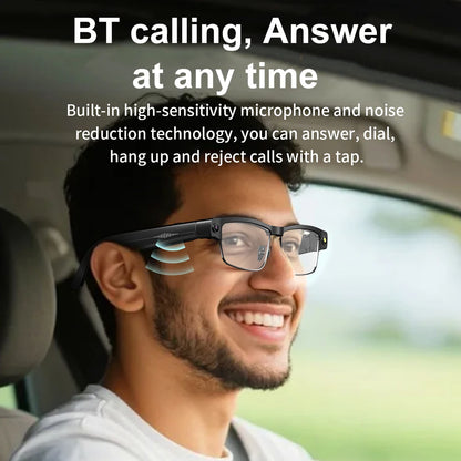 AI Smart Glasses Voice Assistant Camera Glasses Built-in Mic & Speakers Audio Glasses for Office Music Answering Calls