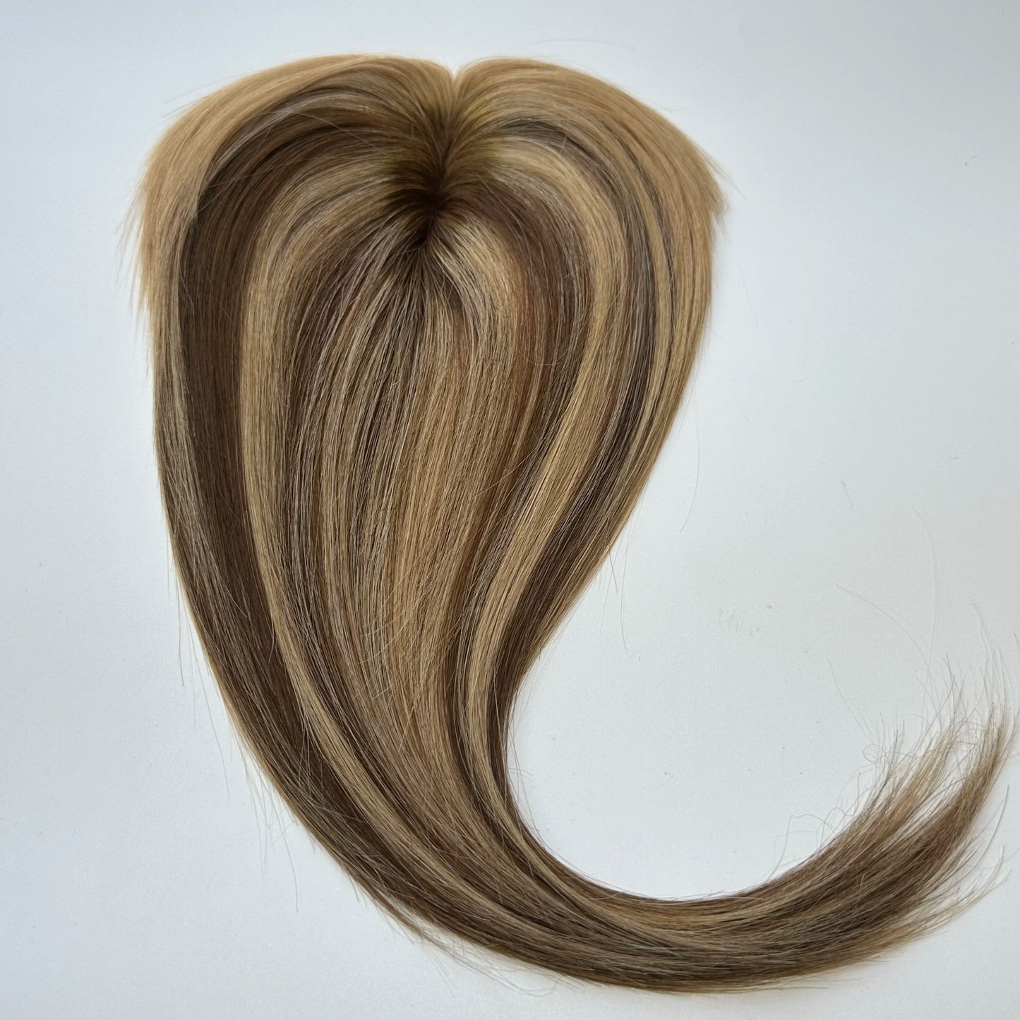 Hair Topper With Bangs Women 100% Human Hair Wigs Clip In Hairpieces Blonde Natural Straight Hair Topper Silk Base 35cm