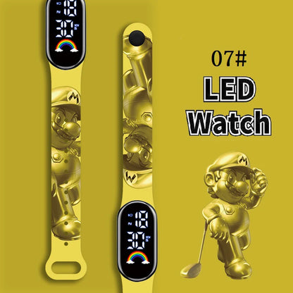 Mario Bros Children's Watches Action Figures Luigi Princess Peach Yoshi Bowser kids Sport Wristband Waterproof Digital Watch