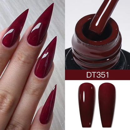 7ML Wine Red Gel Nail Polish Christmas Red Glitter Semi Permanent Varnish Nail Supplies Soak Off UV LED Nail Art Gel Polish DIY