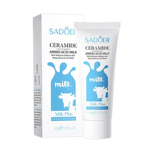 SADOER Milk Facial Cleanser Moisturizing Skin Brightening Nourishing Wash Foam Face Cleanser Facial Skin Care for Beauty