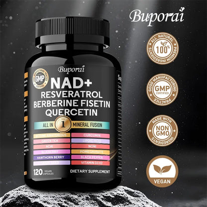 NAD Resveratrol Berberine - Supports Healthy Aging, Promotes Cardiovascular Health & Cell Health, Improve Endurance