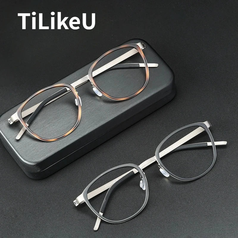 Denmark Designer Screwless Eyewear Pure Titanium Square Vintage Eyeglasses Frame Men Full Frame Prescription Eyeglasses Frames