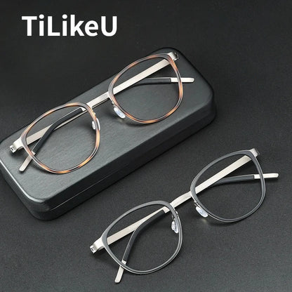 Denmark Designer Screwless Eyewear Pure Titanium Square Vintage Eyeglasses Frame Men Full Frame Prescription Eyeglasses Frames