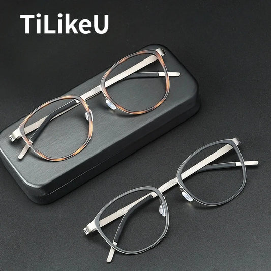 Denmark Designer Screwless Eyewear Pure Titanium Square Vintage Eyeglasses Frame Men Full Frame Prescription Eyeglasses Frames