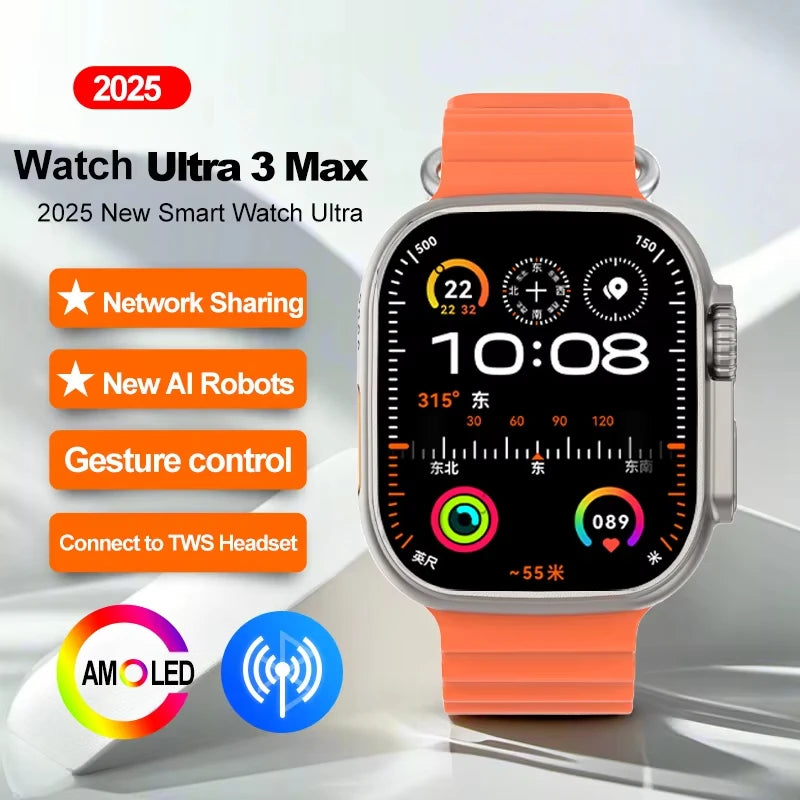 2025 New Original Watch DT Ultra 3 Pro Smart Watch Men Google map NFC GPS Tracker HD BT Call IP68 Waterproof smart watches Women