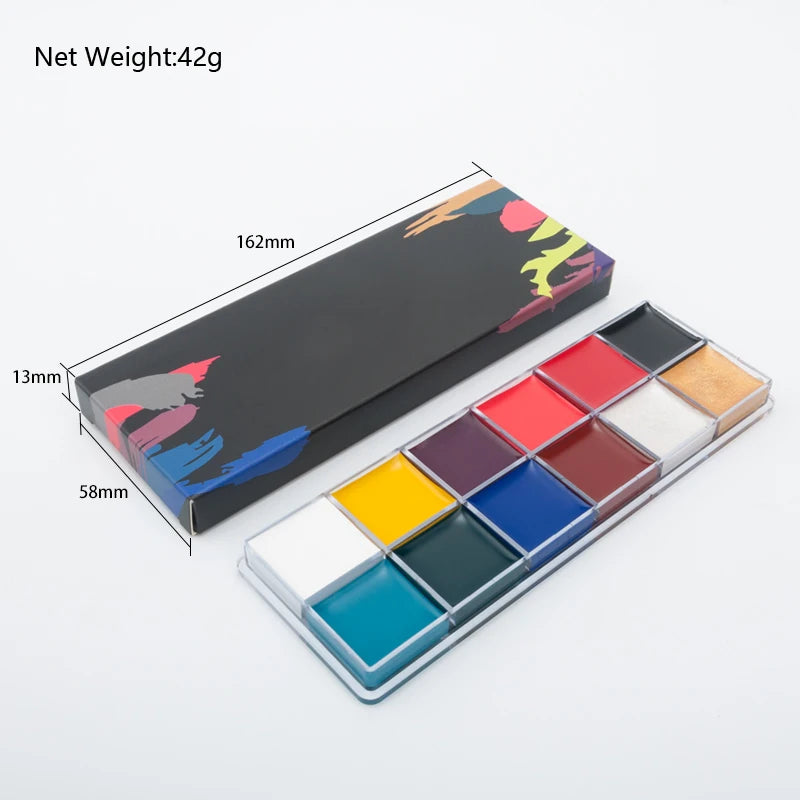 12/20 Colors Face Body Painting Fake Blood ,Halloween Professional Special Effects Makeup Kit with Wound Modeling Scar Wax