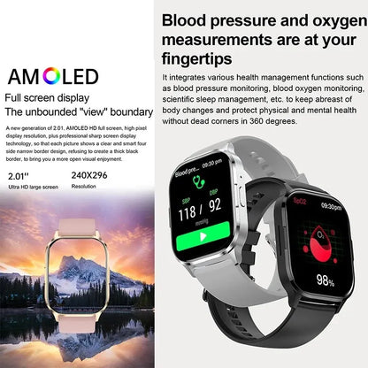 SENBONO 2024 New AMOLED Smart Watch Always On Display Bluetooth Call NFC Smartwatch Men Sport Waterproof Watch for IOS Android