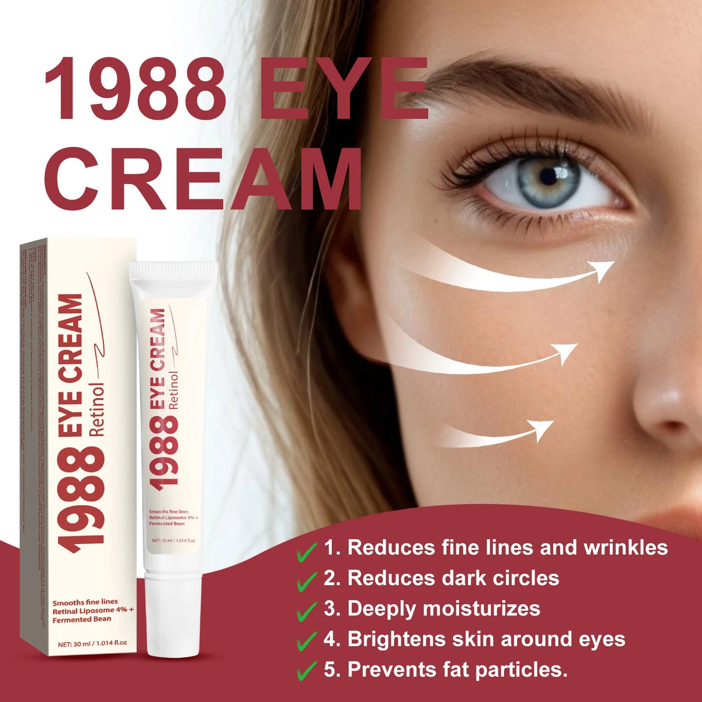 30ML Retinol Eye Cream Reduces Fine Lines And Dark Circles Brightens Skin Around Eyes Deeply Moisturizes Firming Eye Cream