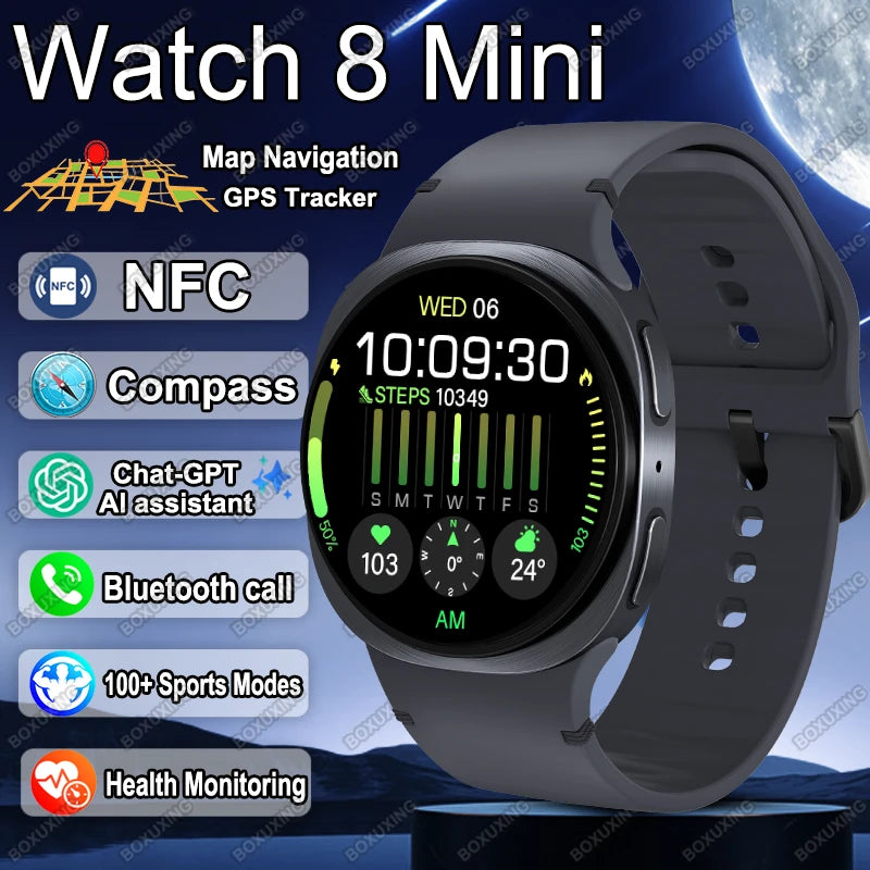 2025 New Watch 8 Mini GPS Track Smart Watch Men Women Map Navigation Bluetooth Call NFC IP68 Waterproof Compass Sport Smartwatch