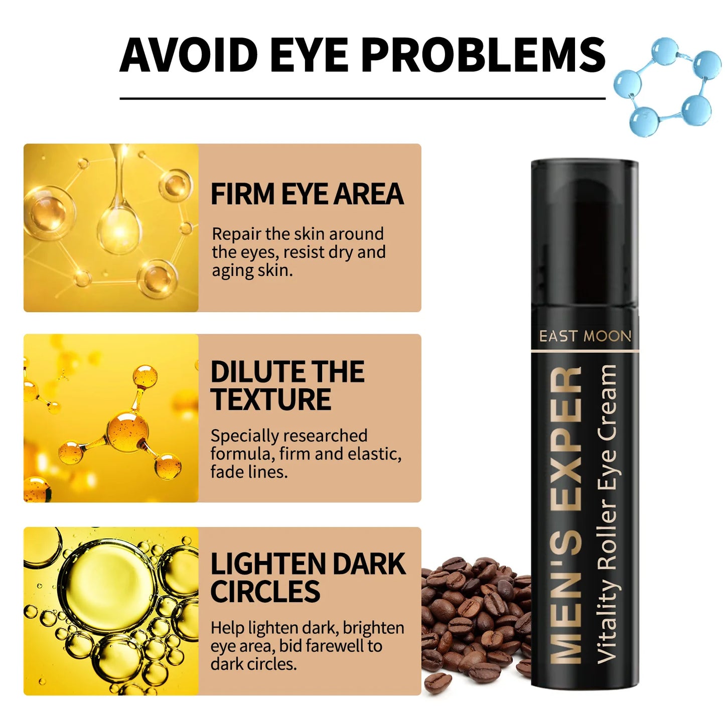 Men's Retinol Eye Cream Eye Bag Firming Lifting Cream Lightening Dark Circles Skin Instant Eye Repair Serum Stick Remover Gel