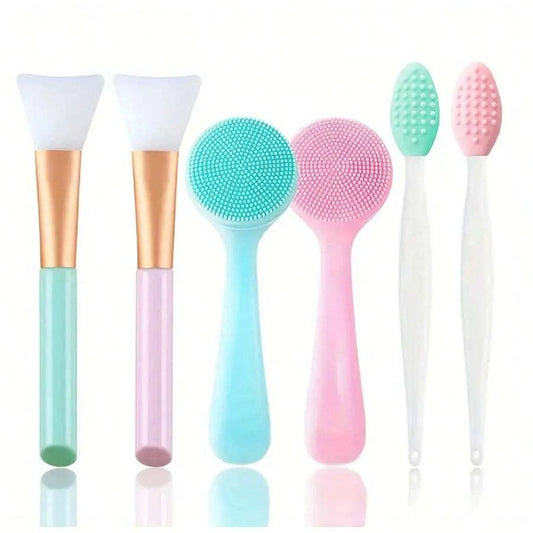 1/3/6Pcs Silicone Facial Cleansing Brushes Set - Gentle Exfoliating, Deep Cleaning, Makeup Remover, Blackhead Removal