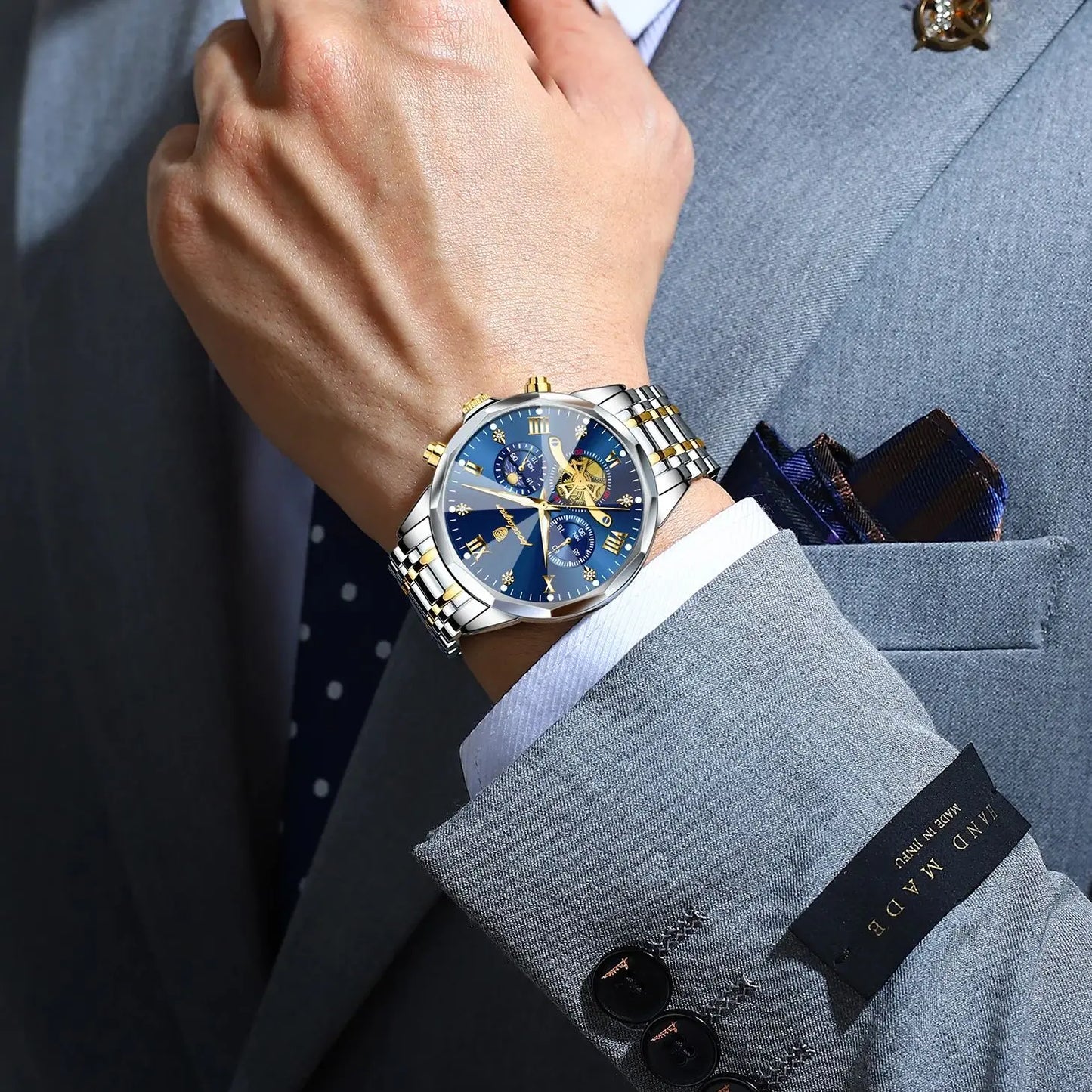 POEDAGAR Luxury Men Watch Top Original Waterproof Luminous Chronograph Man Wristwatch Stainless Steel Quartz Men's Watches Reloj