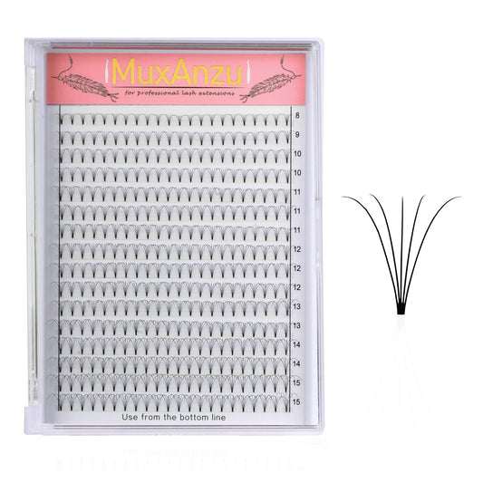 MuxAnzu Eyelash Extension Premade Lash Fans Short Stem Ultra Dark Black 3D/4D/5D/6D Makeup Wide Russian Volume cils