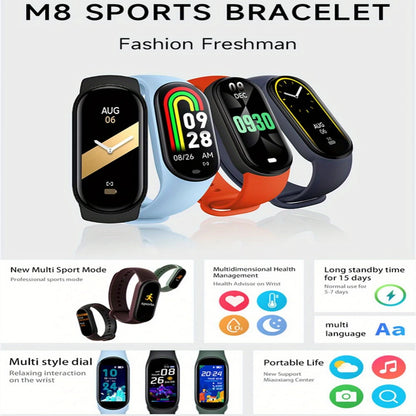 Sports Smart Watch Music Control Fitness Calorie Track Bracelet Phone Information Remind Steps Bluetooth Smart Watches M8 Band