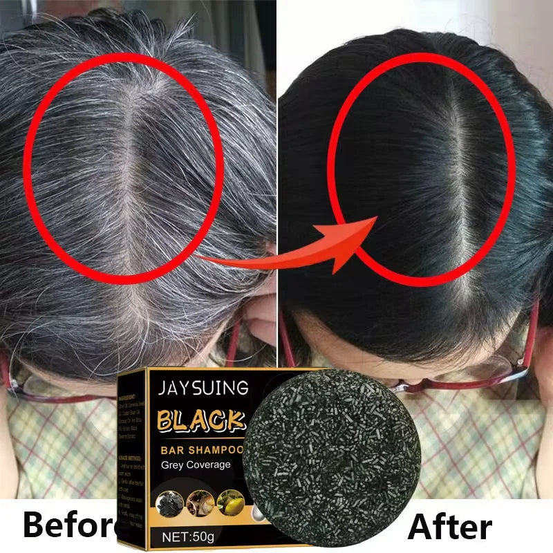 Magic White Hair to Black Shampoo Dye Soap Natural Color Soap Restore Gray Beard Cover Gray Hair Dye Hair Fixing Shampoo Bar