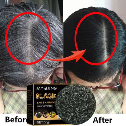 Magic White Hair to Black Shampoo Dye Soap Natural Color Soap Restore Gray Beard Cover Gray Hair Dye Hair Fixing Shampoo Bar