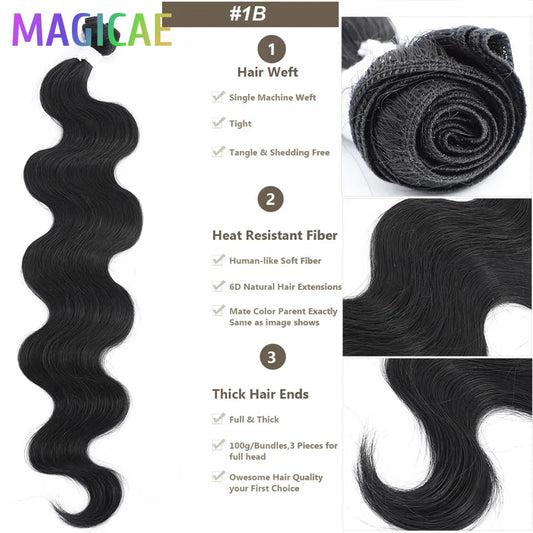 Long Wavy 26inches Body Wave Ombre P12/16/613 Light Brown 6# Blond 613 High Tempature Synthetic Hair Bundles Natural Soft Hair