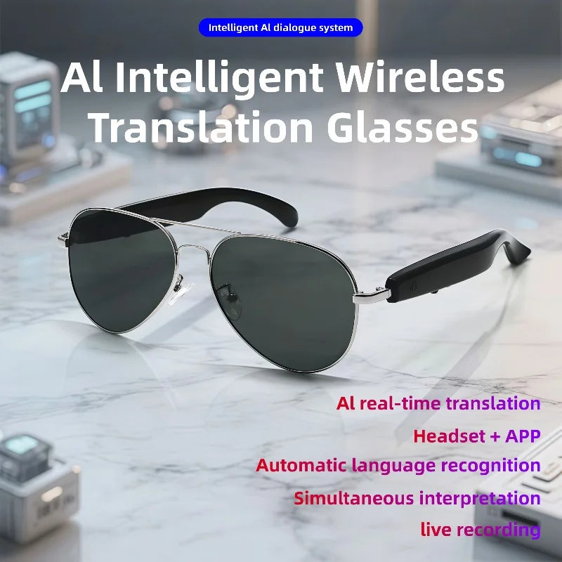 F18 HD AI Smart Glasses Chat 55mA*2 battery Battery Voice Assistant Control Camera Bluetooth Call Smart Glasses