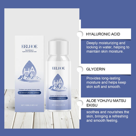 Hyaluronic Acid Moisturizing Spray Refreshing Shrink Pores Firming Skin Smoothing Aloe Vera Extract Nourish Brighten Face Toner
