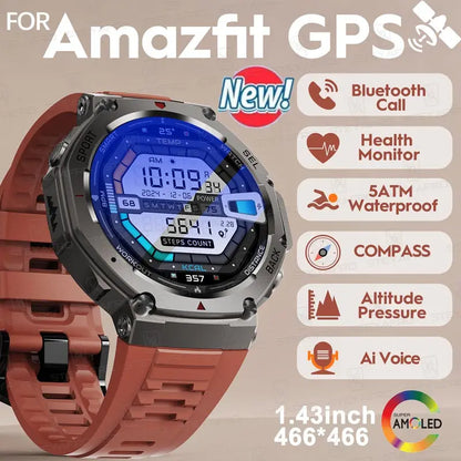 2025 Military GPS Waterproof Smart Watch 1.46" HD AMOLED Built-in 6 Frequency Satellite Outdoors Sports Fitness Smartwatch Men
