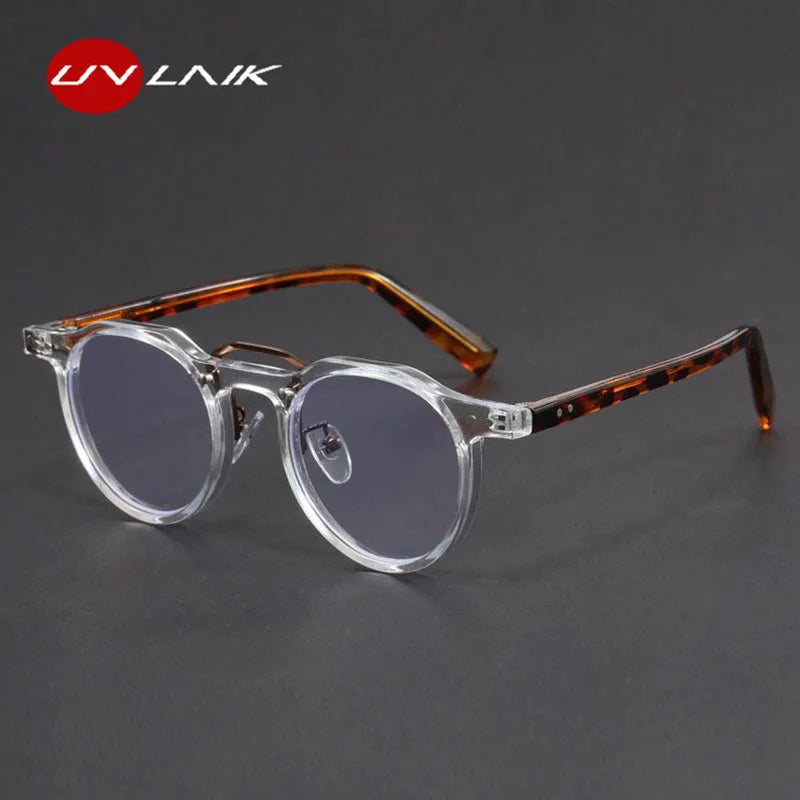 Imitation Acetate Round Glasses Frame Retro Japanese Myopia Optical Eyeglasses frame for Men Women Sturdy Metal inset Eyewear