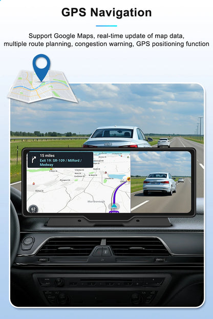 10.26 Inch Car Mirror Radio Multimedia Video Player Universal Wireless Carplay 5G Wifi BT High-performance CPU HDR QLED Screen