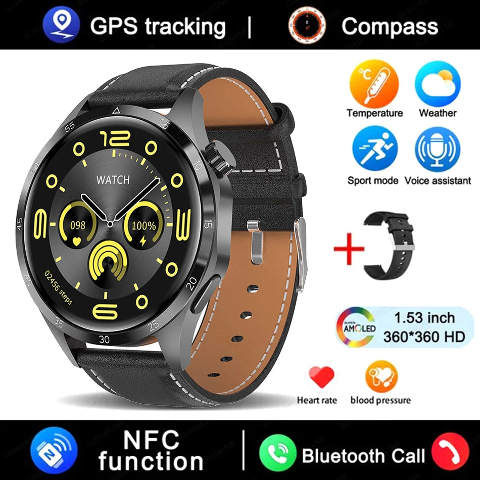 Smart Watch Men Watch 4 Pro AMOLED HD Screen Bluetooth Call NFC Health Monitoring Smartwatch 2024 New Watch GT4Pro